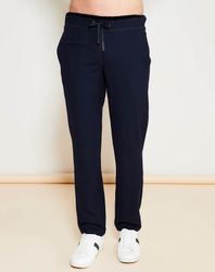 Pantalon Casual en Laine Vierge mélangée & lisérés en Velours marine/noir - Giorgio Armani - Modalova