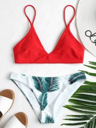 ZAFUL Maillot De Bain Bikini Push Up Imprimé Tropical Feuille Rembourré Triangle M - Zaful FR - Modalova