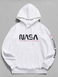 Sweat à Capuche Lettre Graphique Drapeau Américain Imprimé avec Poche Kangourou - ZAFUL - Modalova