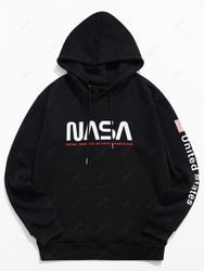 Sweat à Capuche Lettre Graphique Drapeau Américain Imprimé avec Poche Kangourou - ZAFUL - Modalova