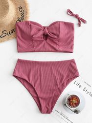 ZAFUL Maillot de Bain Tankini Côtelé Noué à Taille Haute avec Trou de Serrure M - Zaful FR - Modalova