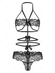 Body à Bretelle en Dentelle avec Nœud Papillon à Col Halter Taille unique - Zaful FR - Modalova