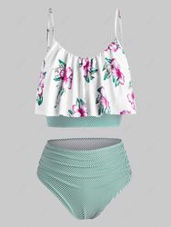 ZAFUL Maillot de Bain Tankini Fleuri Rayé de Grande Taille à Volants 2x - Zaful FR - Modalova