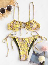 ZAFUL Maillot de Bain Bikini Côtelé Noué Cachemire Imprimé à Armature S - Zaful FR - Modalova