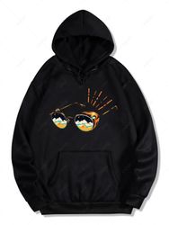 Sweat à Capuche Lunettes de Soleil Imprimé avec Poche Kangourou en Laine S - Zaful FR - Modalova