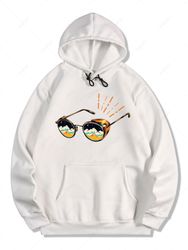 Sweat à Capuche Lunettes de Soleil Imprimé avec Poche Kangourou en Laine S - Zaful FR - Modalova