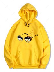 Sweat à Capuche Lunettes de Soleil Imprimé avec Poche Kangourou en Laine L - Zaful FR - Modalova