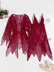 Body Nuisette Lingerie Sexy en Dentelle Transparente avec Robe Taille unique - Zaful FR - Modalova