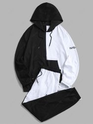 Ensemble de Sweat à Capuche Lettre en Deux Couleurs et de Pantalon Deux Pièces - ZAFUL - Modalova