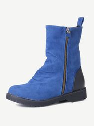 S Plus Taille Soild Couleur Bottes courtes plates à glissière latérale antidérapante - Newchic - Modalova