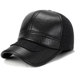 Casquette de baseball de casquettes en cuir synthétique d'hommes Casquette réglable de parasol chaud occasionnel - Newchic - Modalova