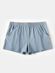 Bas de pyjama de couleur unie respirant en cotons Mini short de nuit Homewear avec poche - Newchic - Modalova