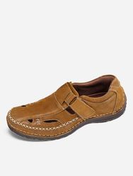 Menico Sandales décontractées décontractées à boucle de crochet antidérapantess en cuir rétro - Newchic - Modalova