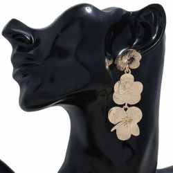 Métal à la mode exagéré fleur boucles d'oreilles géométriques longues pendentif boucles d'oreilles Vintage Jewelry - Newchic - Modalova