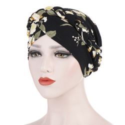 Nouveau foulard en soie imprimée soie foulard musulman chapeau bonnet de tissu de fleurs bonnet court peut être caché - Newchic - Modalova