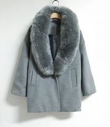Manteau de cachemire grande taille en vrac grand col de fourrure un manteau de laine - Newchic - Modalova
