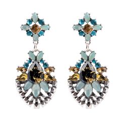 Goutte d'eau Vintage pendentif bijou boucles d'oreilles géométrique cristal fleur boucles d'oreilles bijoux chic - Newchic - Modalova