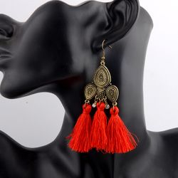 Bohemian Geometric Water Drop boucles d'oreilles pendentif gland sculpté longues boucles d'oreilles Chic bijoux - Newchic - Modalova