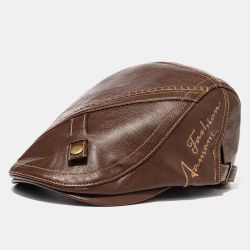 S Artificia cuir impression broderie béret casquettes plates décontracté gavroche casquette chaud chapeaux - Newchic - Modalova