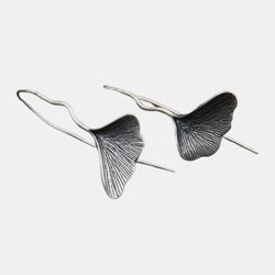 Vintage S925 en argent sterling feuille de Ginkgo boucles d'oreilles géométrique stéréoscopique feuille pendentif boucles d'oreilles - Newchic - Modalova