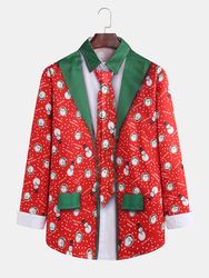 Mens drôle noël père noël neige s cravate costume imprimé à manches longues chemises - Newchic - Modalova