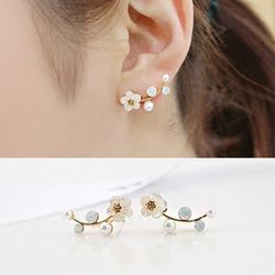 Vintage fleur perle boucles d'oreilles géométrique métal strass feuilles boucles d'oreilles bijoux chic - Newchic - Modalova