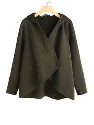 Veste décontractée à capuche à manches longues de couleur unie irrégulière - Newchic - Modalova