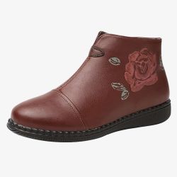 Impression de fleurs doublure en fourrure chaude casual bottes noires plates - Newchic - Modalova