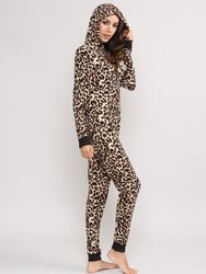Plus Pyjama Onsies Léopard Taille À Capuche Zippé À La Maison Vêtements De Nuit Pour Les s - Newchic - Modalova