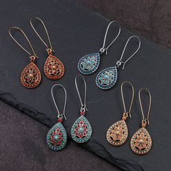 Boucles d'oreilles longues goutte d'eau géométrique ethnique perles en métal pendentif gland boucles d'oreilles bijoux Vintage - Newchic - Modalova