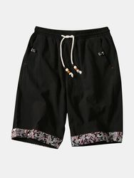 Pantalon ample en lin de coton de style chinois Short de sport baggy vintage - Newchic - Modalova