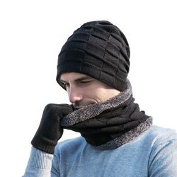 Bonnet Echarpe Gants Bonnet Trois Pièces Bonnet En Laine Tricotée Velours - Newchic - Modalova
