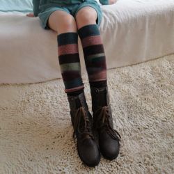Chaussettes de compressions Chaussettes en cachemire à rayures en laine pour bottes chaudes aux genoux - Newchic - Modalova