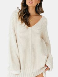 Couleur unie à manches longues en tricot Plus taille pull d'hiver pour les s - Newchic - Modalova