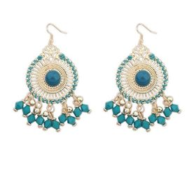 Bohème géométrique creux pendentif boucles d'oreilles perles de riz boucles d'oreilles pompon bijoux ethniques - Newchic - Modalova