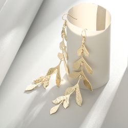 Vintage feuilles gland pendentif boucles d'oreilles tempérament feuille d'or longues boucles d'oreilles bijoux chic - Newchic - Modalova