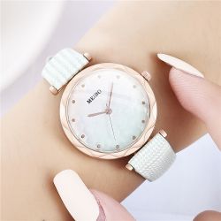 Montre à la mode géométrique hexagonale dégradé montre à quartz à cadran rond décontracté avec ceinture en cuir - Newchic - Modalova