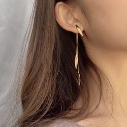 Boucles d'oreilles longues pompon feuille géométrique à la mode boucles d'oreilles pendentif feuille de tempérament en métal - Newchic - Modalova