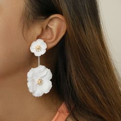 Vintage camélia géométrique détachable boucles d'oreilles irrégulière fleur pendentif boucles d'oreilles Chic bijoux - Newchic - Modalova