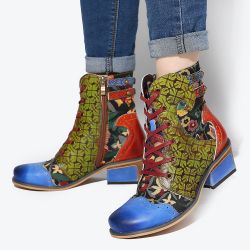 SOCOFY Motif de gaufrage Couture Bottes plates confortables en cuir véritable - Newchic - Modalova