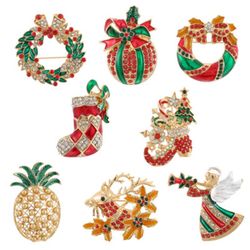 Broche de Noël à la mode en métal strass géométrique strass Bottes de sapin de Noël brin de bon de neige - Newchic - Modalova
