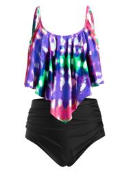 Maillots de Bain Maillot de Bain Tankini Teint Taille Haute de Grande Taille Volants - Dresslily FR - Modalova