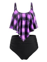 Maillots de Bain Maillot de Bain Tankini Carreaux Taille Haute de Grande Taille Volants - Dresslily FR - Modalova