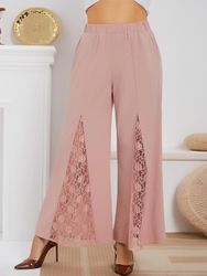 Pantalons Grandes Tailles Pantalon Bootcut Panneau en Dentelle Taille Haute de Grande Taille - Dresslily FR - Modalova