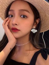 Boucles d'Oreilles Boucles D'Oreilles Pendantes en Argent Motif Ptales de Fleur et Perle Fantaisie - Dresslily FR - Modalova