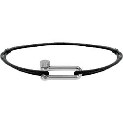 Promo : Bracelet B25602501 - ATTACHANTE Acier Poli Cordon Coton Noir réglable - Rochet - Modalova
