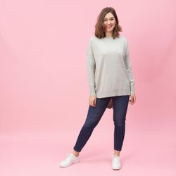 Promo : Pull asymétrique dos en pointe aspect chiné grandes tailles - gris chiné - 3 SUISSES - Modalova