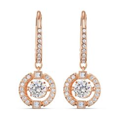 Boucles d'oreilles Swarovski 5504753 - Boucles d'oreilles métal rose rond strass blanc - 3 suisses - Modalova
