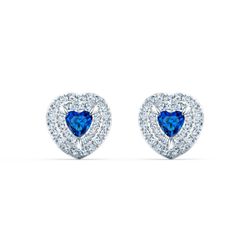 BOUCLES D'OREILLES 5511685 - Boucles d'oreilles Métal C?ur Strass Blanc et Cristal Bleu - Swarovski - Modalova