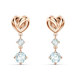 Boucles d'oreilles Swarovski 5517942 - Boucles d'oreilles métal rhodié rose c?ur et cristal - 3 suisses - Modalova